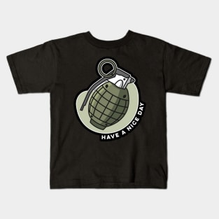 Grenade Cartoon Have a Nice Day Distressed Funny Military Kids T-Shirt